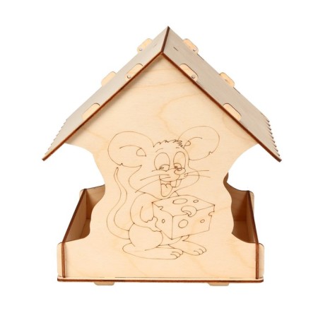 DIY wooden feeder for birds "New Year's mouse", 22 × 20 × 22 cm, Greengo-11