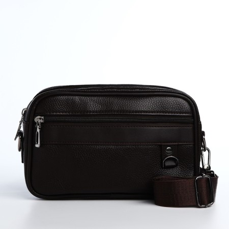 Male bag over the shoulder, artificial leather, brown color-1