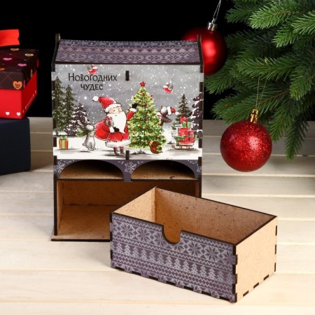 New Year's tea house "Santa Claus and Snowman" 20x15x8.5 cm-3