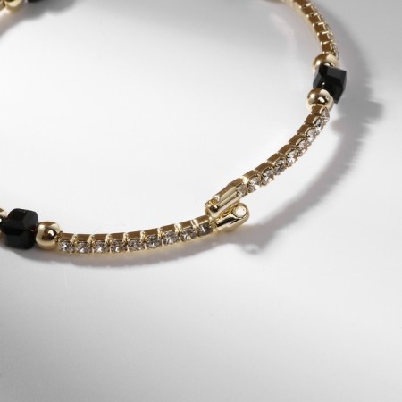 Bracelet with rhinestones "Noel" cubes, white-black color in gold-2