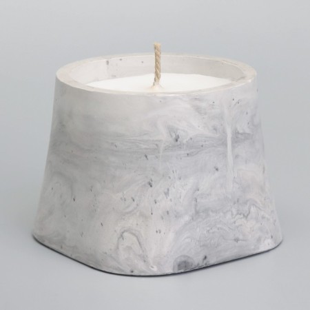 Candle "Trapezius" in the candlestick of gypsum smooth, 8x6cm, marble with black stripes-1