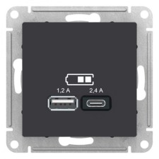 USB Sche ATN001039 AtlasDesign 5V/2 .4A 2x5V/1.2A Carbon ATN001039 Carbonate