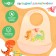 Silicone bib “dinosaurs”, milk color