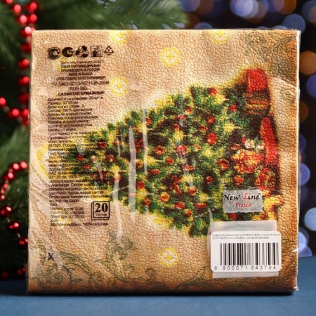 New Year's napkins Paper New Line Fresco "Christmas tree", 33x33 cm, 2 layers-4
