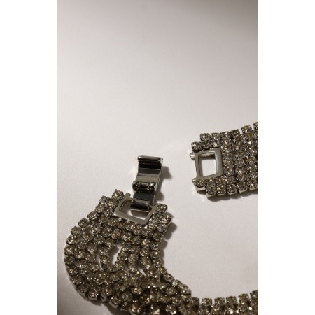 Bracelet "ice", 8 rows, white color in silver, 17 size-4