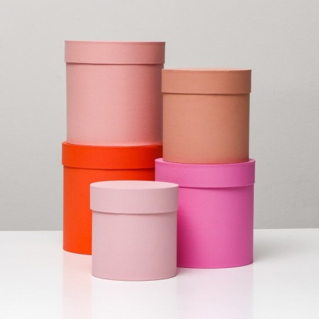 Set of round boxes 5 in 1, 20 x 20 x 20 - 14 x 14 x 14 cm mix