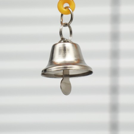 Bird swings with a rattle and bell, 10.7 x 21.7 cm, mix of flowers-4