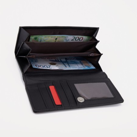 Women's wallet on a magnet, black color-3