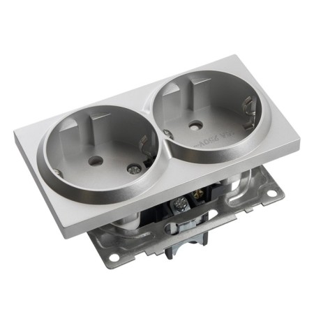 2-seater socket with a protective curtain s/h, 250v, 16a, series of Katrin, GLS16-7114-03, silver-3