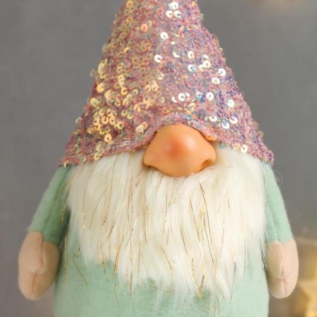 Interior doll "Santa Claus in a pink cap with sequins" 33x14x17 cm-4