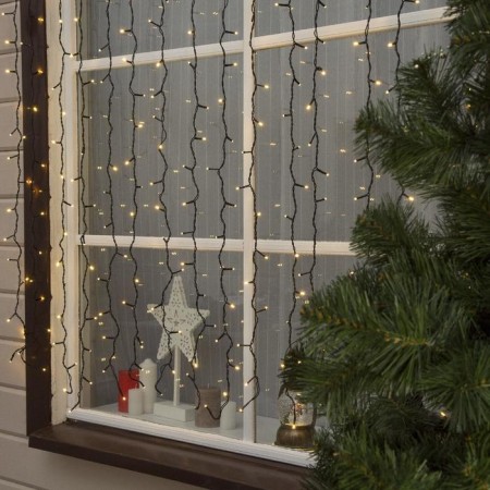 Garland "Curtain" 2 × 1.5 m, IP44, UMS, dark thread, 360 LED, glow warm white, 220 V