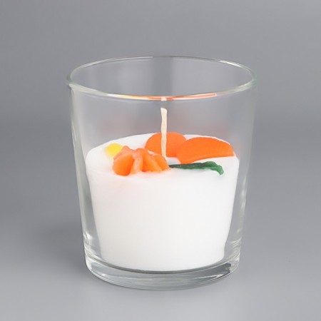 Candle in a glass "Mandarin", with decor-1