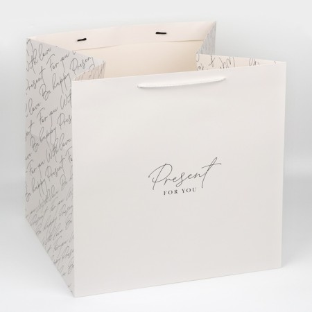 Square gift package, packaging, Pressent with Love, 40 x 40 x 40 cm-3