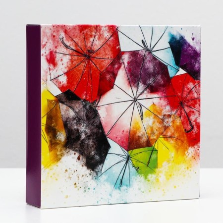 Box for 8 sweets + chocolate, with a window, umbrellas, 17.7 x 17.85 x 3.85 cm-4
