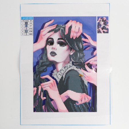 Diamond mosaic with partial filling on the canvas "Girl", 20 x 30 cm-1