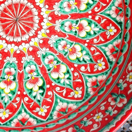 Largan Rishtan ceramics "Flowers", 41 cm, red-8