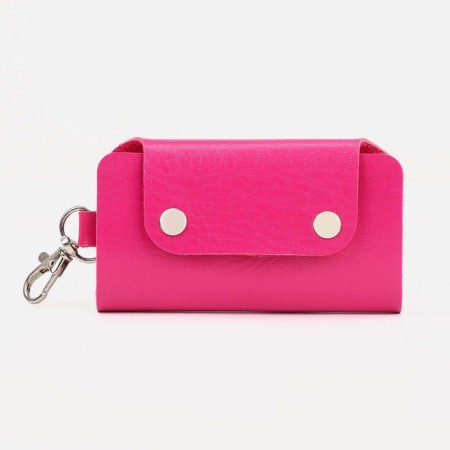 Key of buttons, length 11 cm, 7 carabiners, fuchsia color