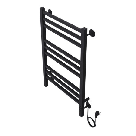 Electric heated towel rail Azario Ancona 500/800 square, 9 sections, Dimmer right, black 104-2