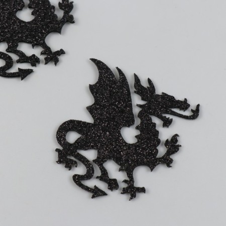 Glue -based Dragon Based Decor 5.5x6 cm, black set 2 pcs Foam Glitter