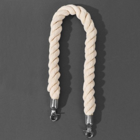 Handle for a bag, rope, 60 × 1.5 cm, with carbines, cream/silver color-1