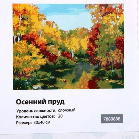 Picture on numbers on a canvas with a subframe "Autumn Pond", 40 x 30 cm-3