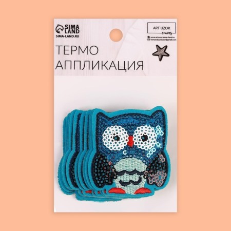 Thermal appliance "owl", with sequins, 6 × 5.3 cm, blue color-4