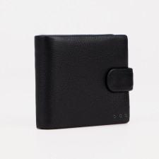 Male purse on a button, for bills, for cards, for coins, black color