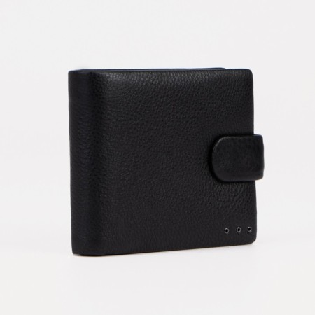 Male purse on a button, for bills, for cards, for coins, black color