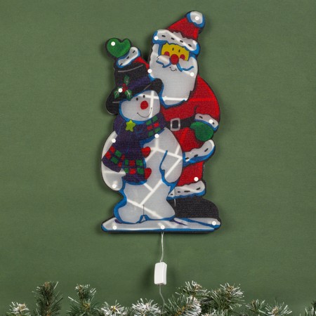 LED figure "Santa Claus and Snowman" 24 × 45 cm, plastic, 220 V, glow of multi (RG/RB)-1