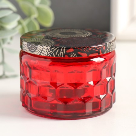 Bank for candles glass with a lid "Sot" red 5x7x7 cm, mix-2