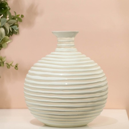 Vase for flowers "Arkady" made of glass, white 23 x 21 x 21 cm-4
