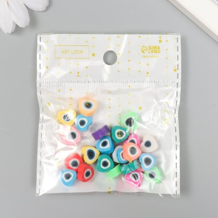 Beads for PVC creativity "Hearts from the evil eye" Color set 25 pcs 0.5x1x1.1 cm-3
