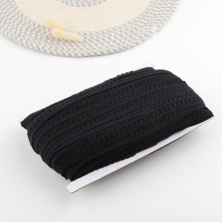 Gum openwork linen, 14 mm, 100 ± 1 m, black color-1