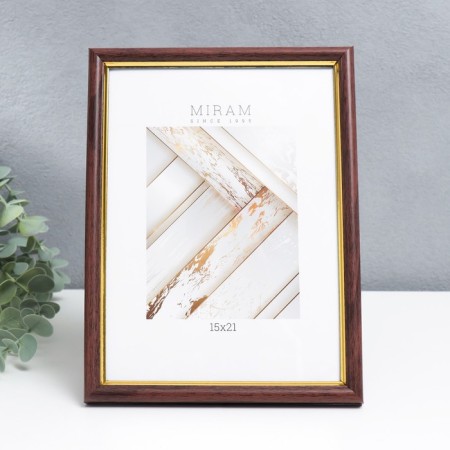 Photo frame Plastic "Mira" 15x21 cm beech with gold (plastic screen)