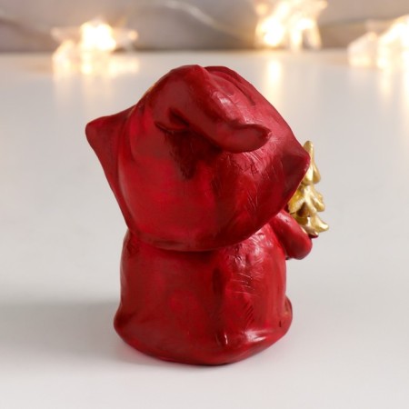 Polystone souvenir "Grandfather Frost in the cap with a gnome with a Christmas tree/star" 9x9.5x4 cm-3