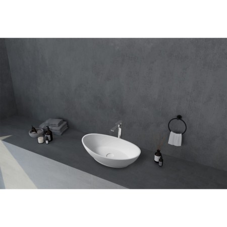 ABBER STEIN AS2610 sink, invoice, 620x345x175 mm, artificial stone, white-1