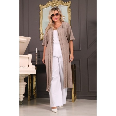 Cardigan female, size 54, beige color-4