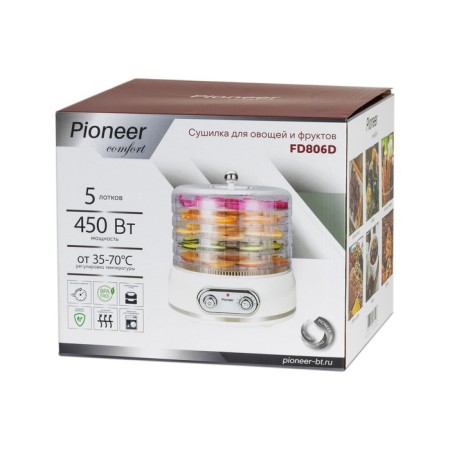 Pioneer FD806D vegetables and fruits, 450 watts, 5 tiers, white-8