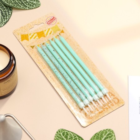 Candles for the cake "Brilliant party", 6 pcs, blue, high-4