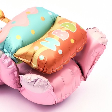 Foil ball 37 "Bunny with cake", pink color-5