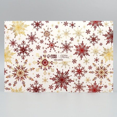 Box for musical cakes “Happy New Year!”, Snowflakes, 27 x 17.8 x 6.5 cm, New Year-4