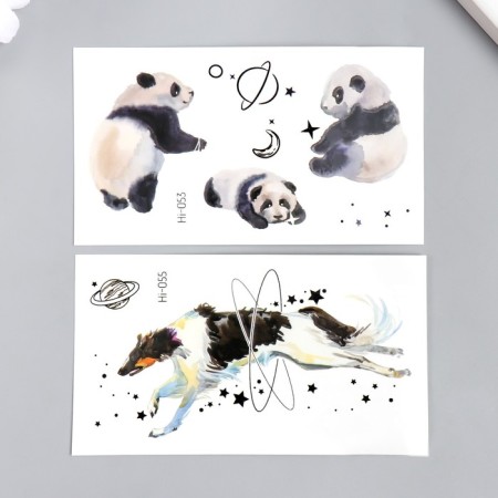 Tattoo on the body color phosphorus "dog/panda" mix 6x10.5 cm