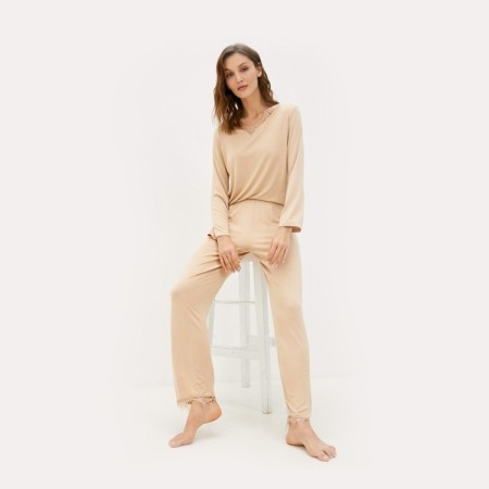 Pajama female "Pamela", size XL, beige color