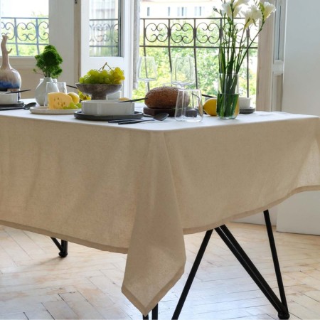 Ethel tablecloth ECO, Milk color, 136x220/+-6 cm, 70% HL, 30% flax, 190 g/m2-1