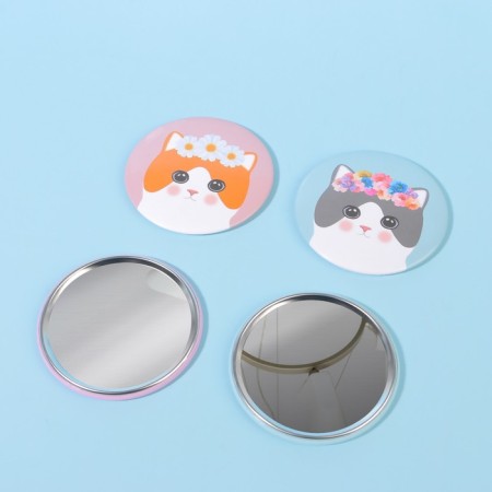 Pocket mirror "cat", d = 7 cm, color mix-2