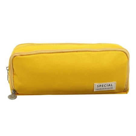 School pencil case on the zipper 3-section, yellow-2