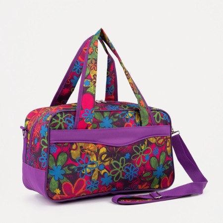 Road bag with lightning, 2 external pockets, a long belt, purple color