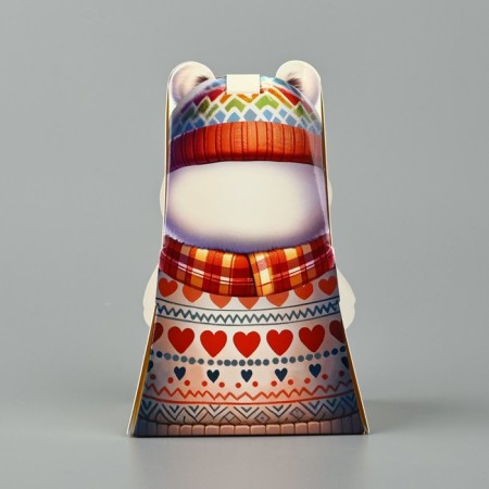 Folding box with the Northern Bear window, 9 x 14.7 x 6 cm, New Year-3