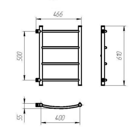 Water webcaner "Leader", 500x500 mm, side connection, 4 crossbars-1