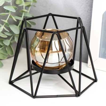 Summary metal, glass for 1 candle "Black triangles" 10x13.5x13.5 cm-1